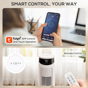 Tower Fan with Smart App Control and Quiet Sleep Mode for Home and Bedroom White AOSOM
