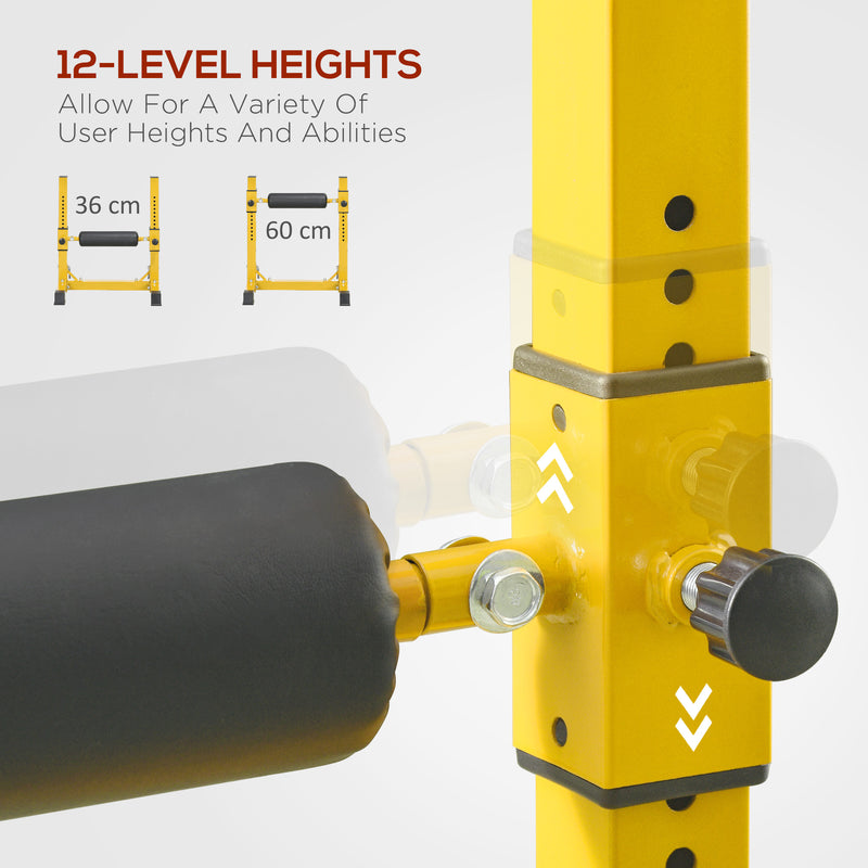 Adjustable Bulgarian Split Squat Stand With Foam Roller For Leg Workouts Yellow AOSOM