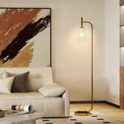 Gold Floor Lamp with Glass Shade and Foot Switch for Living Room or Bedroom by HOMCOM