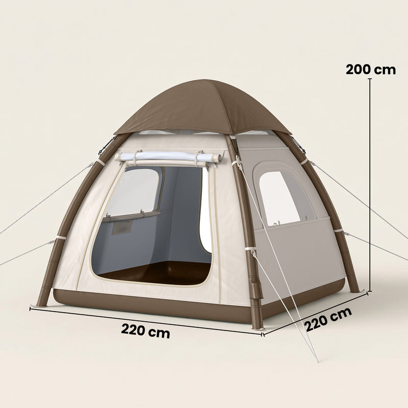 Inflatable Camping Tent With Fast Setup and Standing Height for Comfortable Shelter Cream White