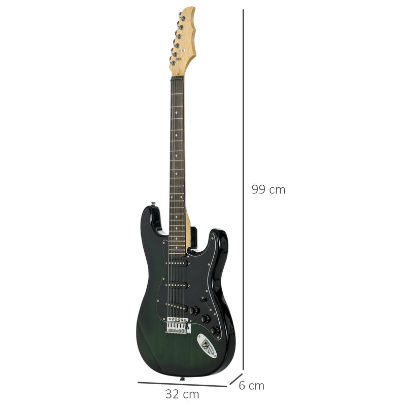 Electric Guitar Starter Set with 15W Amp and Carry Bag Perfect for Beginner Players Dark Green AOSOM