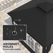 3 x 3 m Black Metal Garden Gazebo With Double Roof and Removable Sidewalls by Outsunny