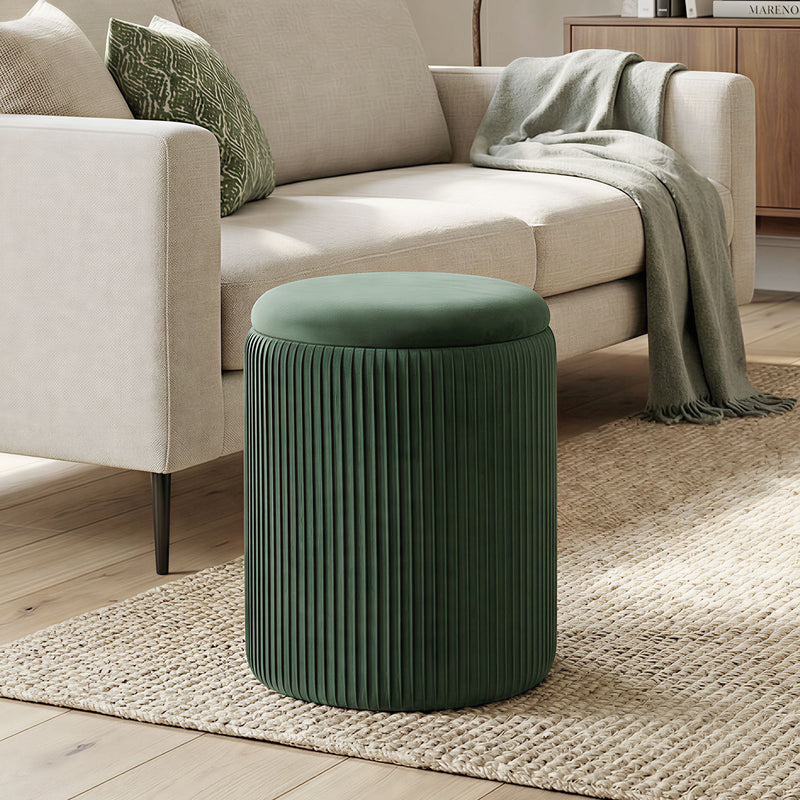 Ottoman Storage Bench with Reversible Coffee Table Lid and Hidden Compartment Dark Green