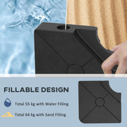 Set of 4 Heavy Duty Cantilever Parasol Base Weights 64kg Sand or 55kg Water Black by Outsunny