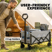 Folding Camping Trolley for Easy Gear Transport with Adjustable Handle Black Grey Outsunny