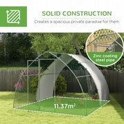 Large Outdoor Chicken Coop with Weatherproof Cover for 8 to 12 Hens Ducks or Rabbits Silver Tone