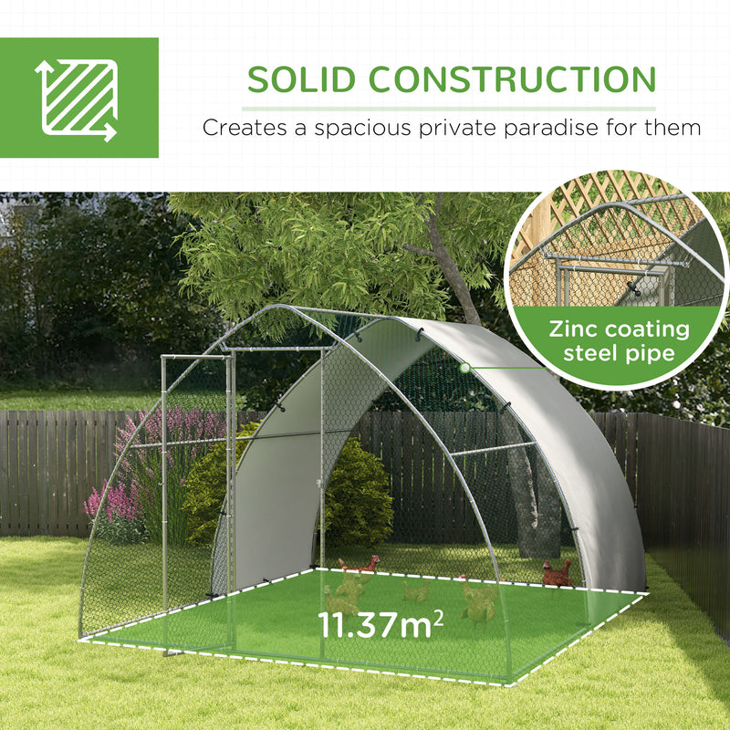 Large Outdoor Chicken Coop with Weatherproof Cover for 8 to 12 Hens Ducks or Rabbits Silver Tone