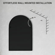 Black Arched Wall Mirror 60 x 90cm for Home and Bedroom by HOMCOM