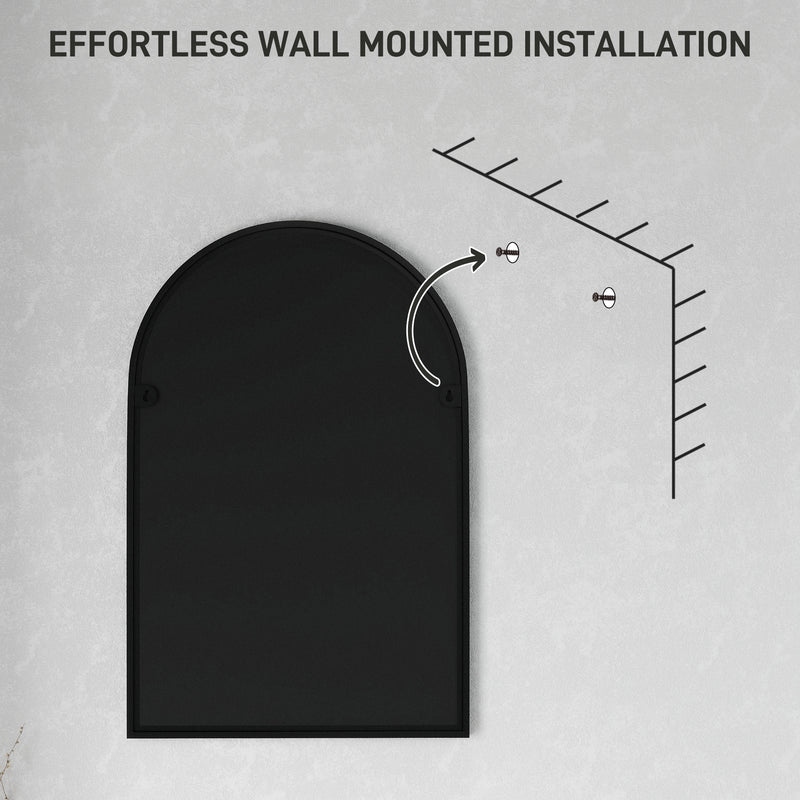 Black Arched Wall Mirror 60 x 90cm for Home and Bedroom by HOMCOM