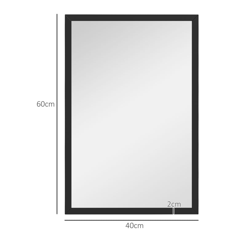 Wall Mounted Mirror 60 x 40 cm with Stylish Frame for Bathroom or Hallway Black