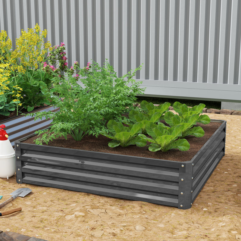 Light Grey 432L Raised Steel Garden Bed Box For Growing Vegetables Flowers Herbs