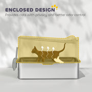 Extra Large Enclosed Stainless Steel Cat Litter Box With Scoop And Top Entry Design