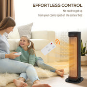 2000W Ceramic Electric Heater with Adjustable Heat Settings and Timer Function Black