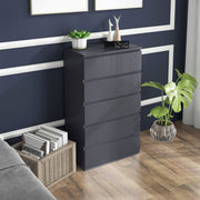 5 Drawer Tall Bedroom Dresser With High Gloss Finish And Ample Storage Space Grey