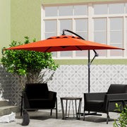 Orange 3m Cantilever Overhanging Parasol with Cross Base by Outsunny