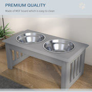 Raised Dog Feeding Station with Adjustable Stand and Steel Bowls for Medium Dogs, Grey