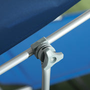 Set of 2 Blue Foldable Sun Loungers with 4 Position Adjustable Backrest and Sun Shade