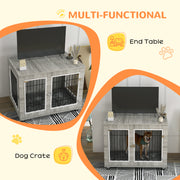 Large Indoor Dog Kennel with Soft Cushion and Double Doors for Comfort and Space Grey