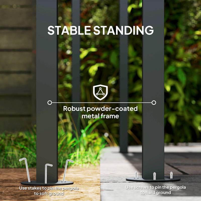 Wall Mounted Metal Pergola for Sheltered Outdoor Dining and Relaxing, Light Grey Outsunny