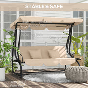 Three Seater Garden Swing Chair with Adjustable Canopy Light Brown by Outsunny
