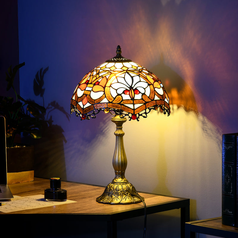 Handcrafted Stained Glass Table Lamp for Living Room or Bedside Zinc Alloy, Multi Coloured