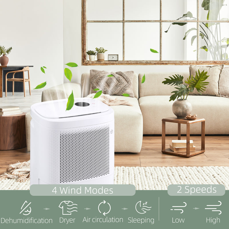 Portable 10L Smart Dehumidifier with WiFi App Control for Home and Laundry Use, White
