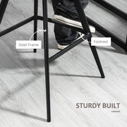 Set of 2 Vintage Bar Stools with Padded Quilted Seats and Steel Frame for Home Bar Dark Grey