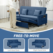 Blue Three Seater Velvet Feel Sofa Bed Comfortable and Stylish by HOMCOM