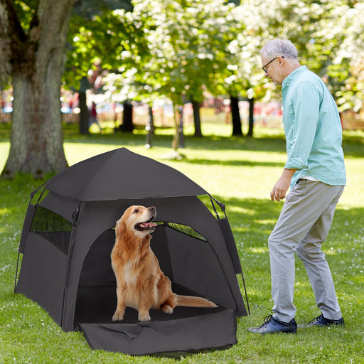 Foldable Dog Cat Tent with Water Resistant Oxford and Carry Bag for Extra Large Dogs Charcoal Grey by PawHut