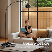 Arched Floor Lamp with Adjustable Head for Reading or Relaxing Black AOSOM