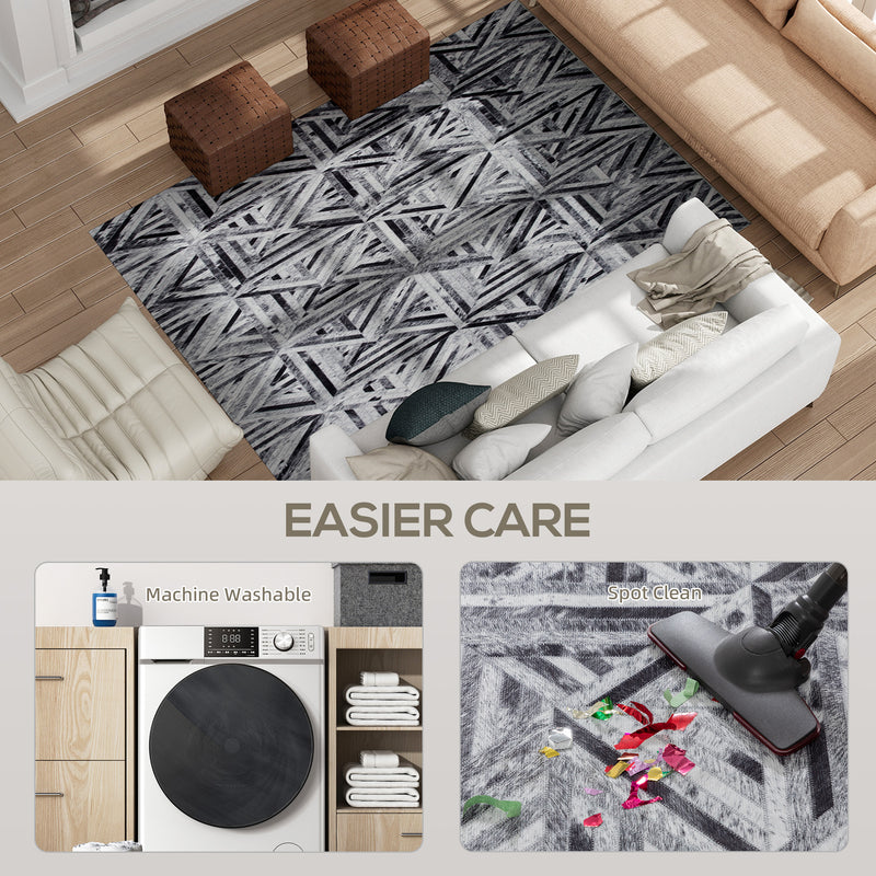 Large Chenille Area Rug Non Slip Washable Carpet For Living Room Or Bedroom Black