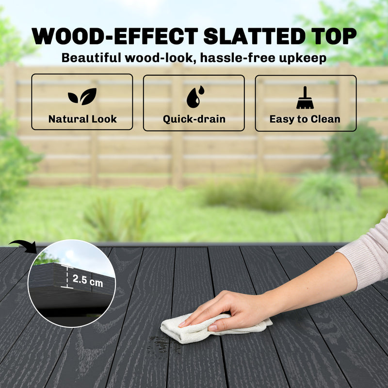 Extendable Outdoor Dining Table for 4 to 6 People with Easy Clean Wood Effect Top Black