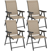 Set of Four Folding Outdoor Chairs Brown and Black Weather Resistant by Outsunny