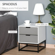 2 Drawer Bedside Cabinet With Metal Base For Bedroom Living Room Or Dorm Storage