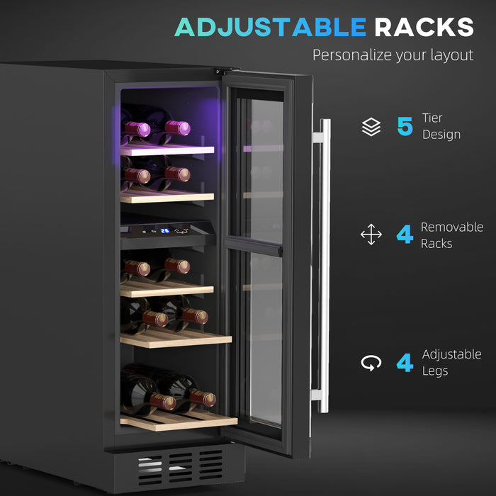 Black Dual Zone Wine Fridge 16 Bottle Capacity 5-18℃ by HOMCOM