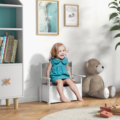 Grey 2 in 1 Toy Box for Kids with Lid for Bedroom Nursery Playroom by AIYAPLAY