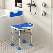 Adjustable Shower Stool With Padded Seat and Non Slip Feet for Safer Bathing White AOSOM
