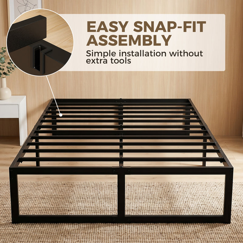 Small Double Bed Frame with Underbed Storage Space for Compact Bedrooms Black