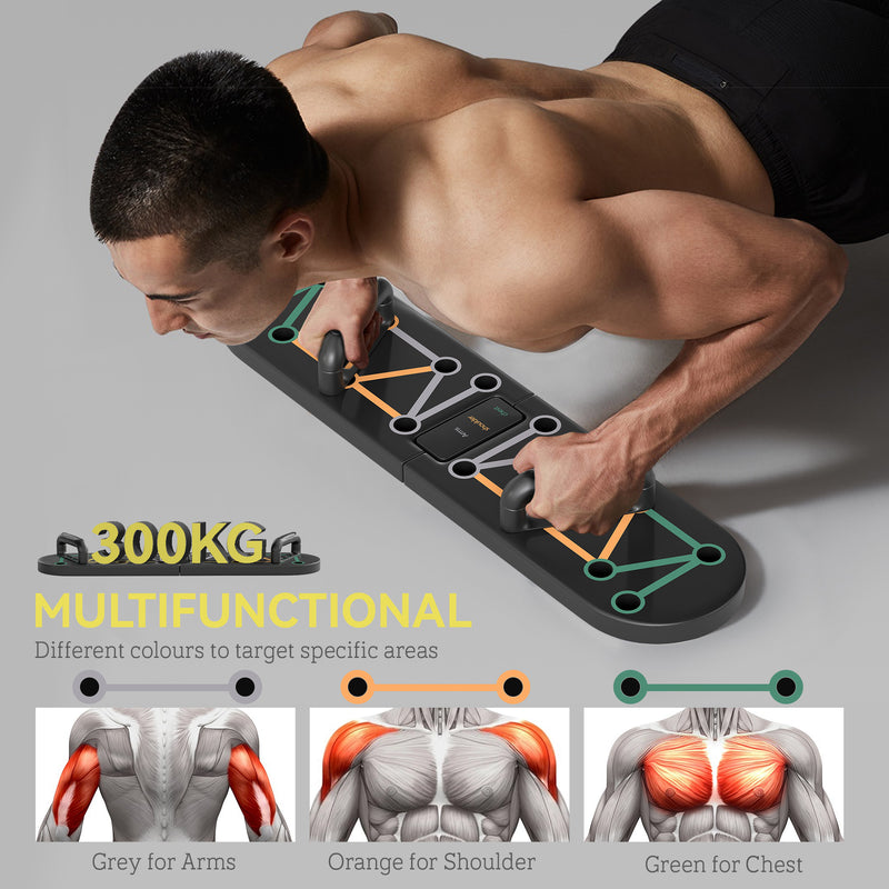 SPORTNOW Foldable Push Push Up Board with Non-Slip Pads, for Chest, Arms, Shoulders, Black AOSOM