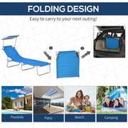 Bright Blue Sun Lounger with Adjustable Face Canopy by Outsunny