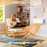 2000W Wall Mounted Ceramic Electric Heater with Thermostat for Home Use White