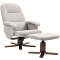 Light Grey Linen Swivel Recliner Chair with Footstool and Wooden Base for Living Room by HOMCOM
