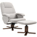 Light Grey Linen Swivel Recliner Chair with Footstool and Wooden Base for Living Room by HOMCOM