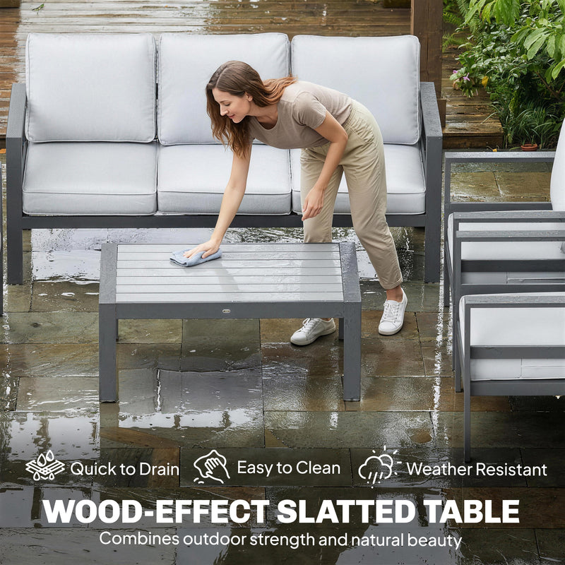 Metal Garden Furniture Set with Deep Cushions for All Weather Comfort, Dark Grey