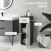 Slim Bathroom Storage Cabinet with Drawer and Adjustable Shelf for Small Spaces Grey AOSOM