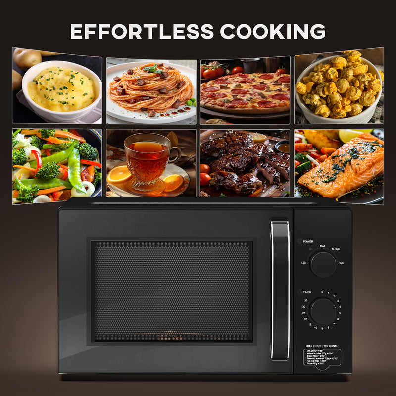 23L 800W Small Black Manual Microwave With 5 Power Levels and Defrost by HOMCOM