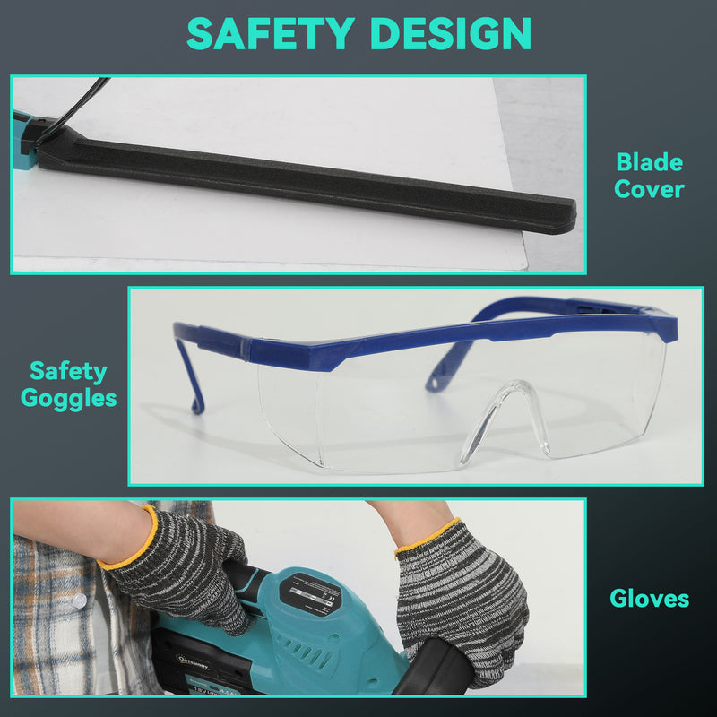 Cordless Electric Hedge Trimmer with 51cm Blade and 2 Batteries for Shrubs and Branches by Outsunny