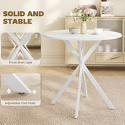White Round Dining Table for 4 with Easy Clean White Top and Stable Legs (80cm) Homcom