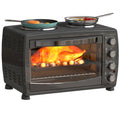 36L Small Electric Oven With 2 Hot Plates Adjustable Temperature Timer 2600W Black by HOMCOM