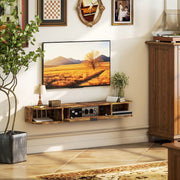 Wall Mounted TV Unit 120 cm for TVs up to 50 Inch with Storage Shelf Rustic Brown